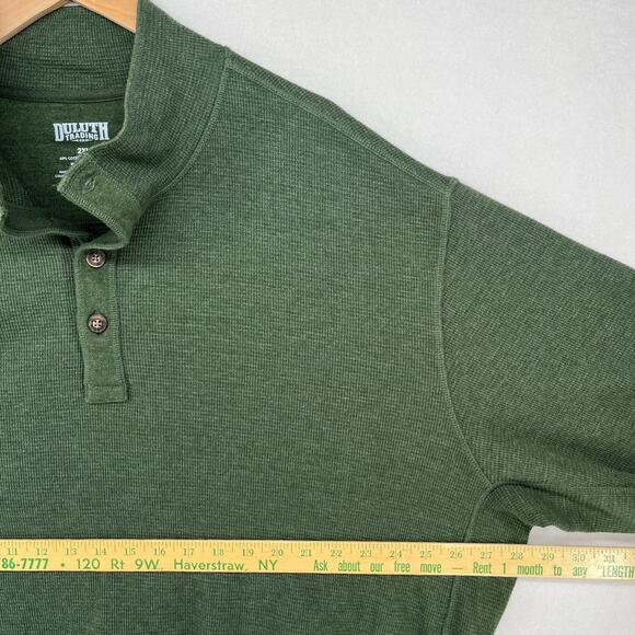 DULUTH TRADING Shirt Mens 2XL Waffle Thermal Mock Henley Cotton Blend Green - Picture 10 of 12
